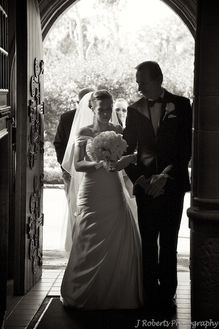 Bride & Father entering church - Wedding Photography